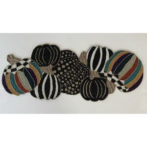 *NEW* Mackenzie-Childs Pumpkin Multi Stripe Beaded Table Runner - Fall Holiday